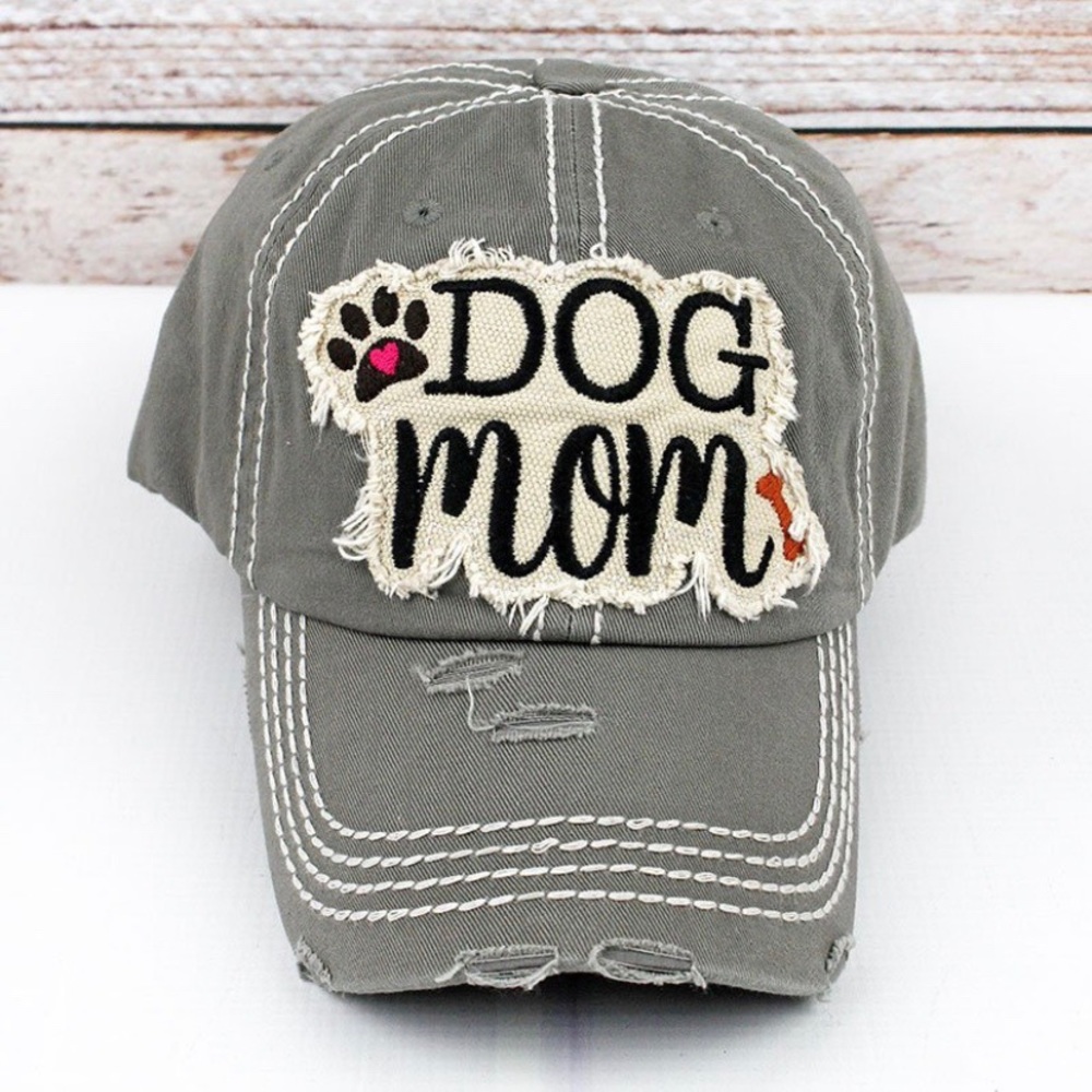 Distressed “Dog Mom” Cap